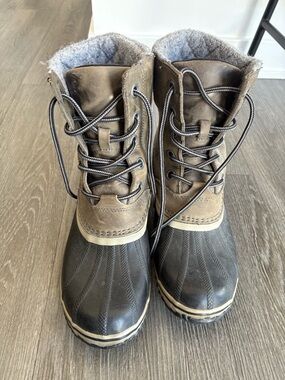 Sorrel Brown and Black Waterproof Winter Duck Boots